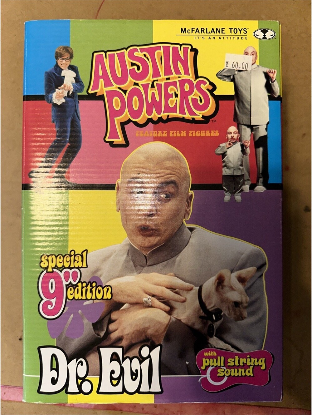 2000 McFarlane Austin Powers Dr. Evil with Pull String Sound 9" Figure New READ